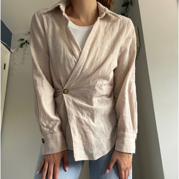 ZARA Beige Sweater Blazer - Picture 2 of 5